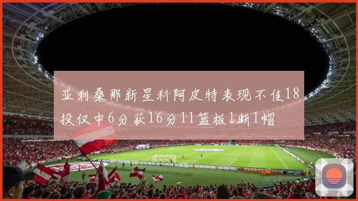 亚利桑那新星科阿皮特表现不佳18投仅中6分获16分11篮板1断1帽